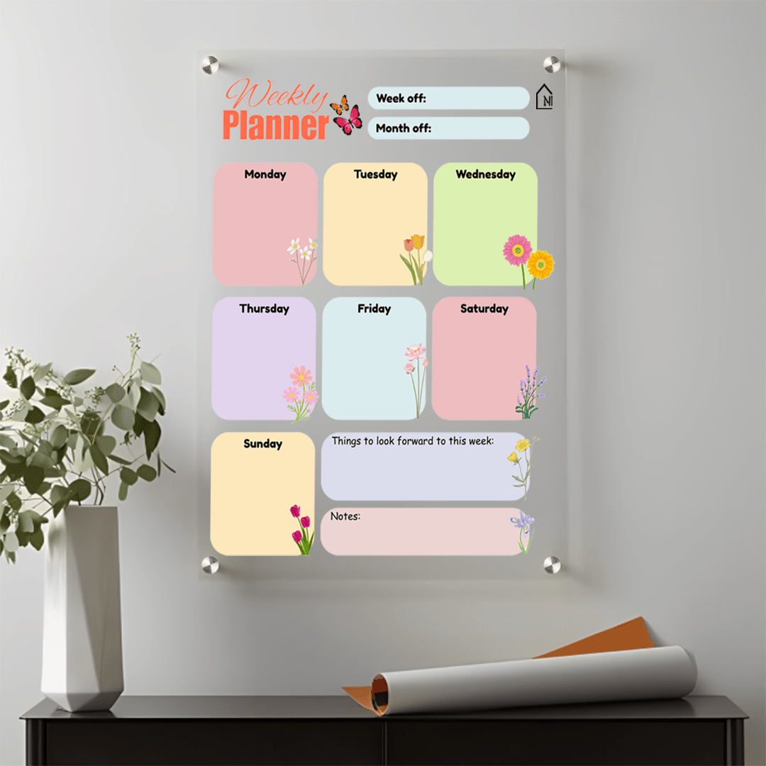 Weekly Acrylic Wall Planner – Minimal & Functional Organizer - Memories InsiteFLOWRAL WEEKLY PLANNER II